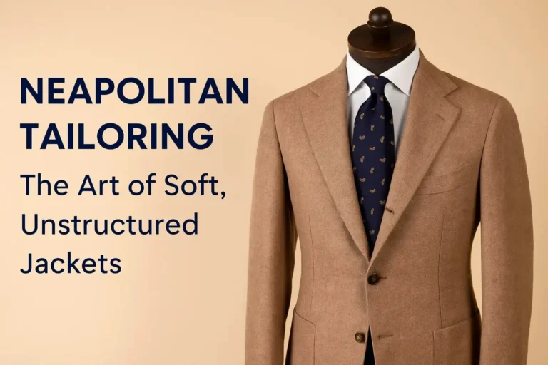 Neapolitan tailoring soft jackets displayed on a mannequin, showcasing unstructured Italian style.