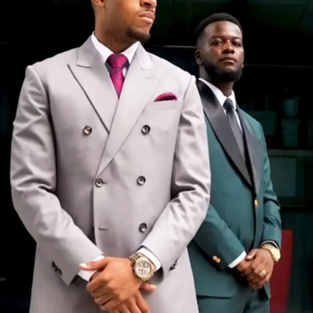 Groom and groomsmen in custom suits — tips for men attending Dubai weddings on how to dress stylishly and comfortably.