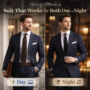 Modern tailored Suit That Works for Both Day and Night styled for both business and evening occasions.