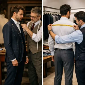Bespoke vs Made-to-Measure Suits comparison showing tailored suit fitting and craftsmanship differences