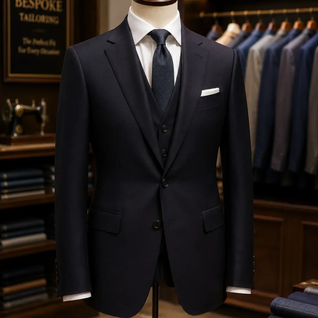 Stylish man wearing a perfectly tailored suit, showcasing expert craftsmanship – Choosing the Perfect Mens Tailor Dubai.