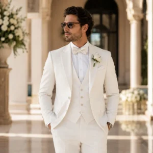 Choosing the Perfect Wedding Suit for Men – Guide to selecting a stylish, well-fitted wedding suit with premium tailoring.